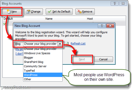 connect your blog to office 2010
